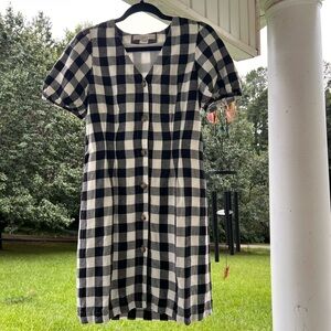 LOFT Gingham button down v-neck dress